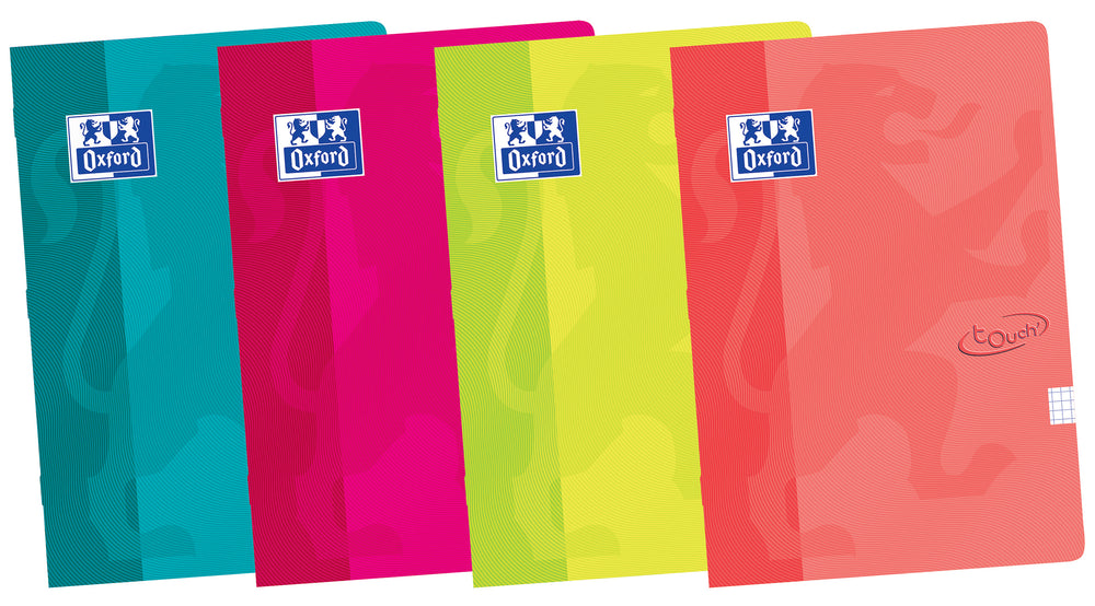 Oxford School # Touch schrift A4 geruit 10mm 36 vel 90g soepele kartonnen kaft assorti