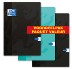 Oxford School # schrift A4 gelijnd met kantlijn 36 vel 90g soepele kartonnen kaft assorti voordeelpak 3 stuks