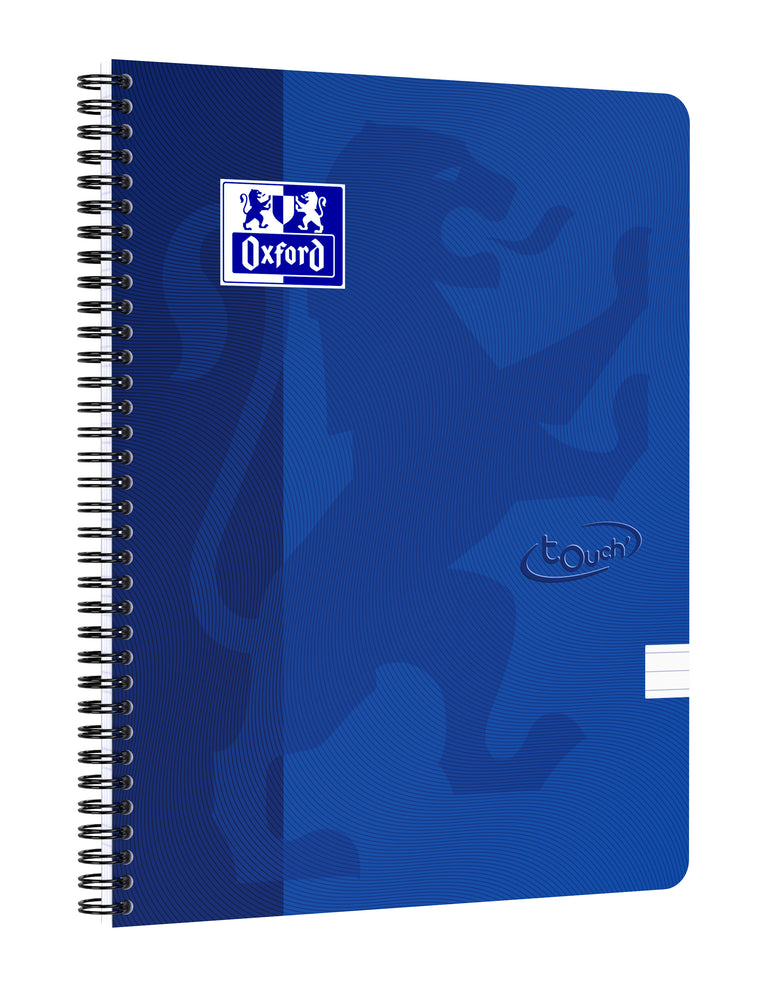 Oxford Touch # spiraalblok A4 gelijnd 70 vel 90g soepele kartonnen kaft blauw