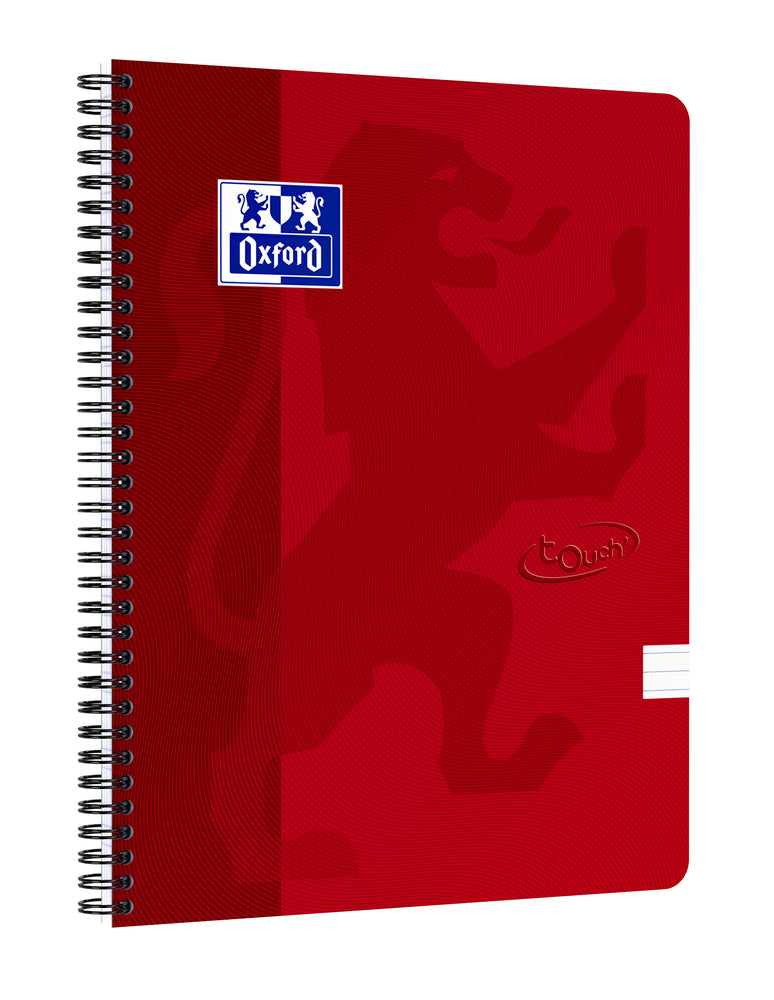 Oxford Touch # spiraalblok A4 gelijnd 70 vel 90g soepele kartonnen kaft rood