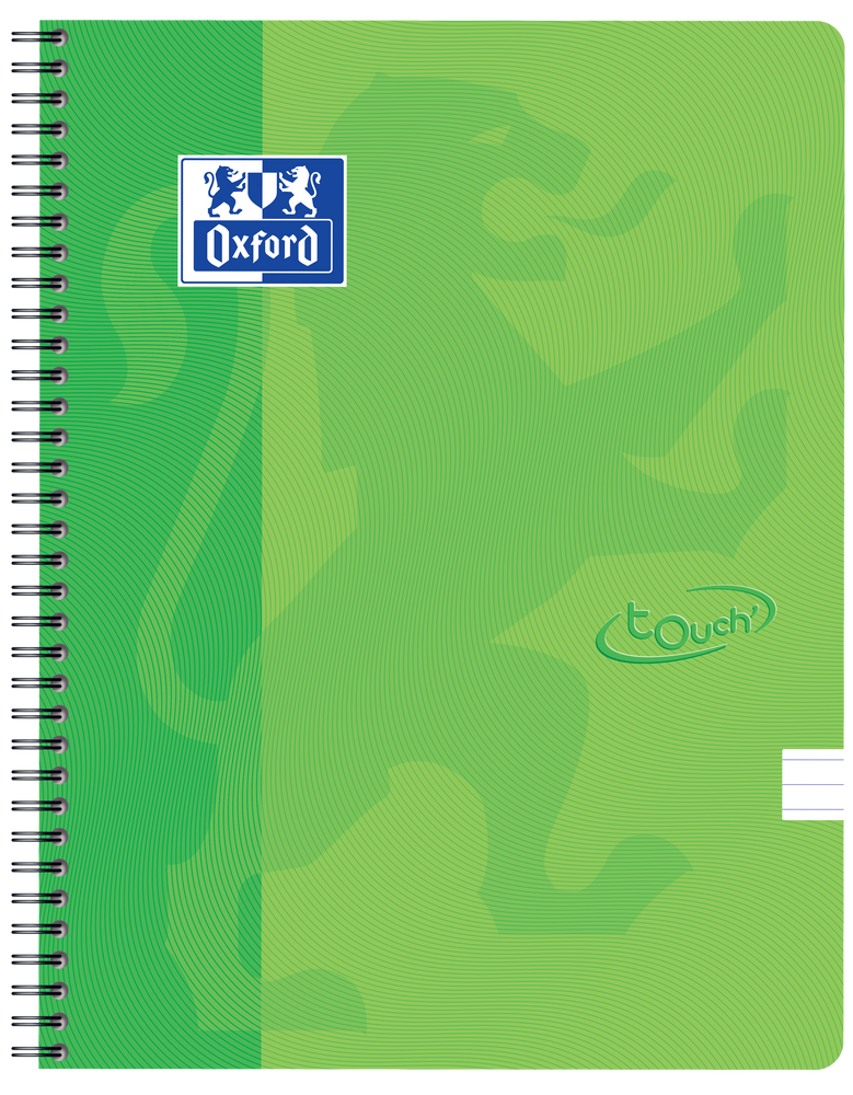 Oxford Touch # spiraalblok A4 gelijnd 70 vel 90g soepele kartonnen kaft lime groen