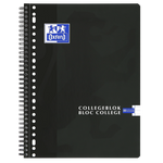 Oxford School # collegeblok A4+ gelijnd 23 gaats 80 vel 90g soepele kartonnen kaft zwart