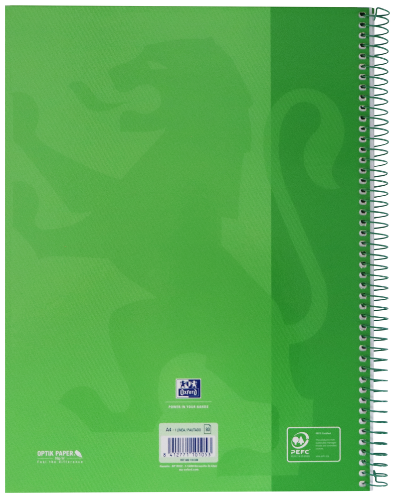 Oxford School Europeanbook # notitieboek - gekleurde rand - A4+ - gelijnd - 80 vel - hardcover - groen