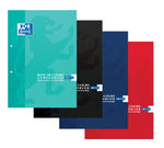 Oxford School # cursusblok A4 geruit 4x8mm 2 gaats 100 vel 90g soepele kartonnen kaft assorti