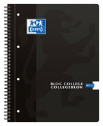 Oxford School # collegeblok A4+ gelijnd 4 gaats 90 vel 90g soepele kartonnen kaft zwart